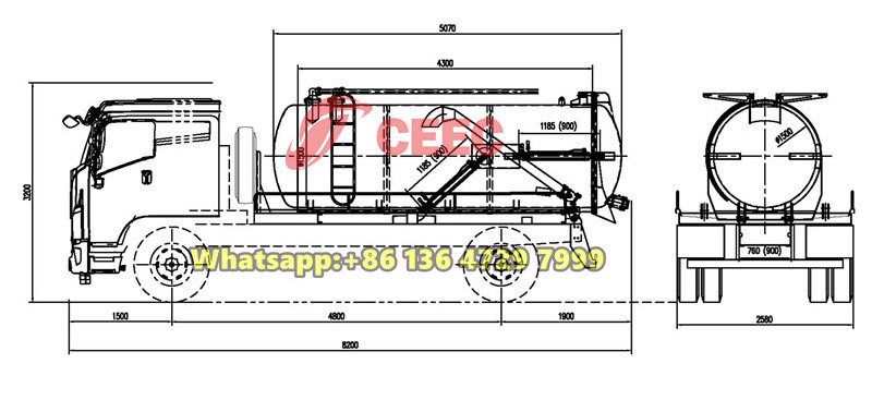 Beiben 4×2 sewage suction truck drawing