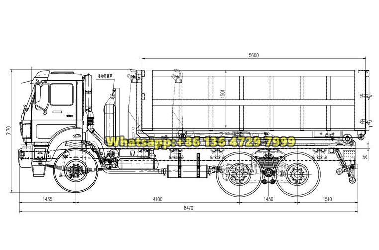 Beiben 6×4 20-ton hook loader truck drawing