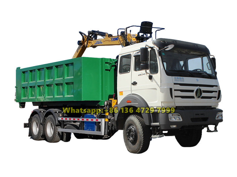 Beiben 6×4 20 ton hook loader truck with crane