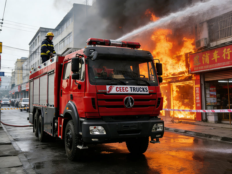 Beiben water foam fire truck application