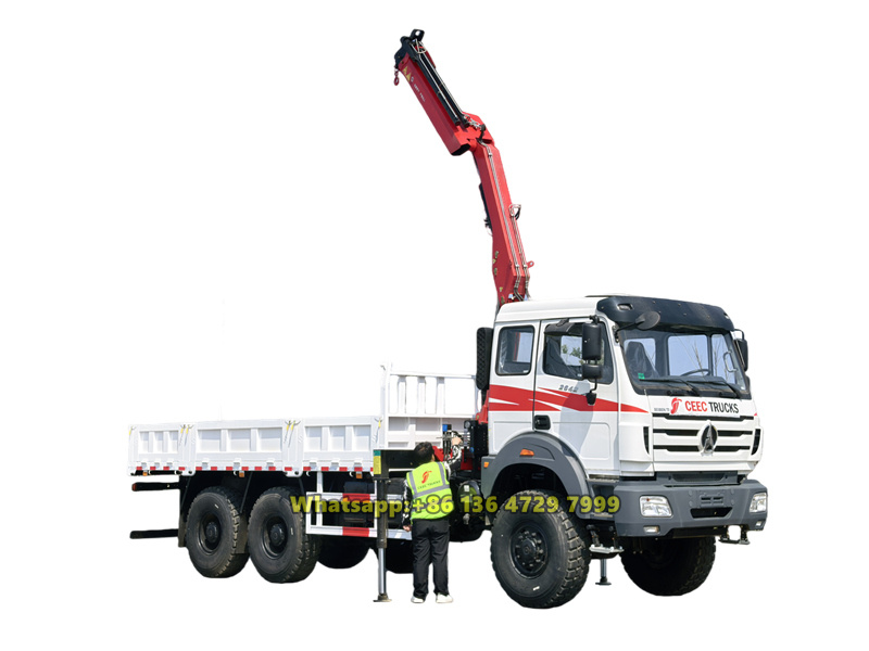 Beiben truck mounted 4-ton knuckle crane