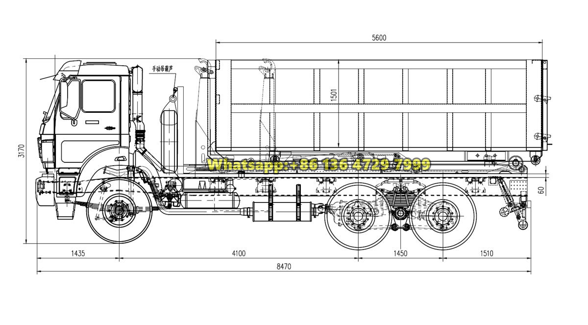 Beiben 6×4 hook loader truck drawing