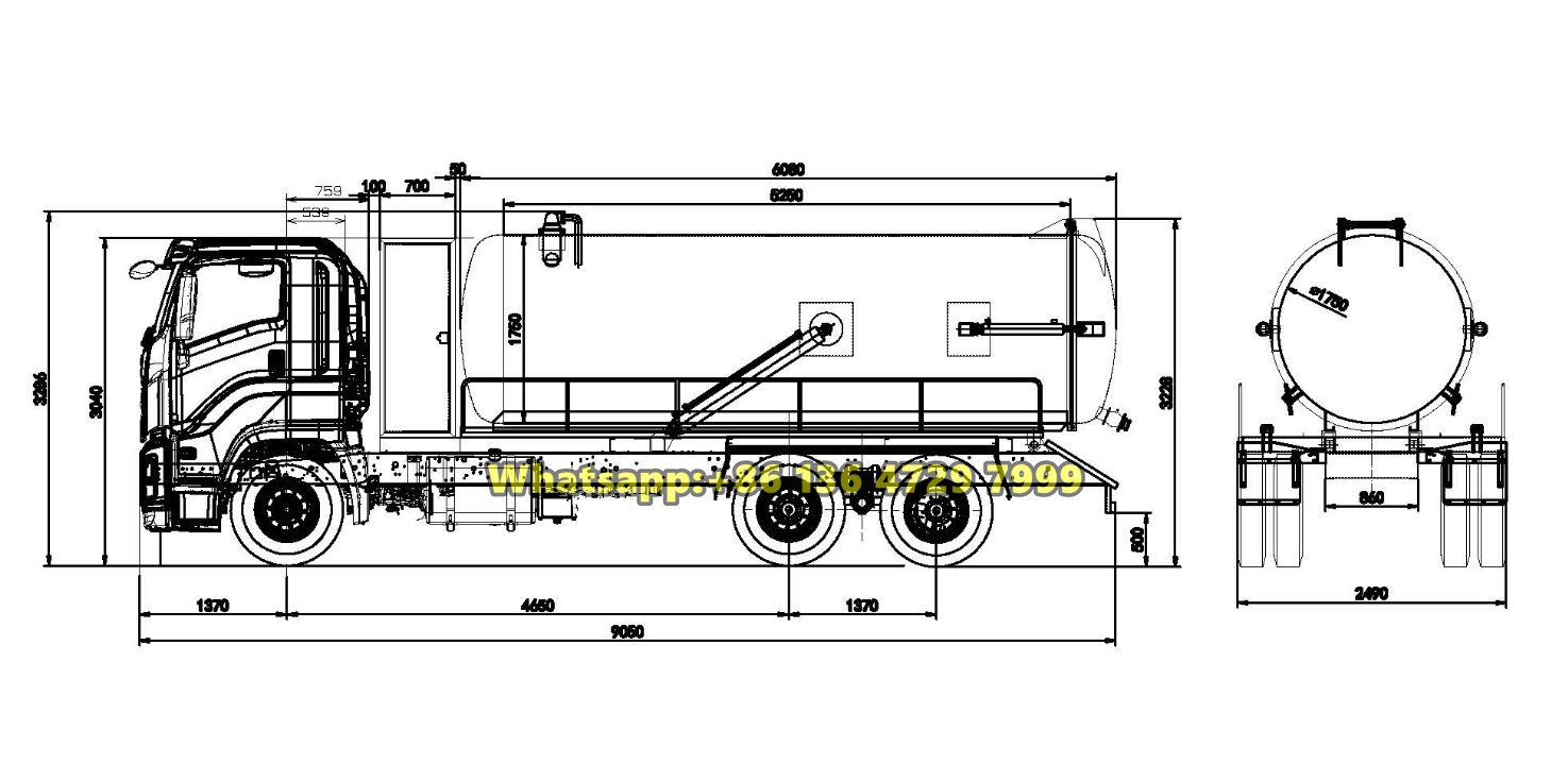 Beiben 6×4 vacuum tank truck drawing