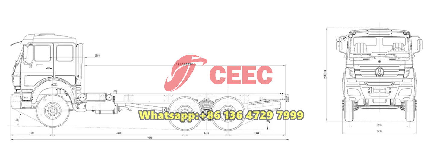 Beiben 6×6 heavy chassis drawing Beiben 6×6 heavy chassis drawing