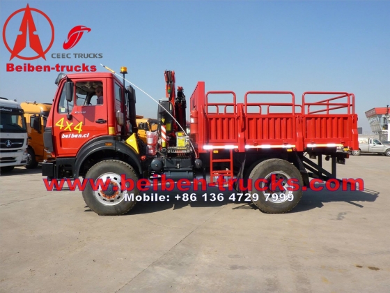 cheap Beiben 4*4 drive cargo truck with crane  price