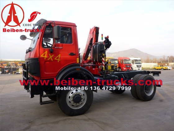 cheap Beiben 4*4 drive cargo truck with crane  price