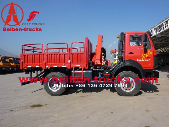 cheap Beiben 4*4 drive cargo truck with crane  price