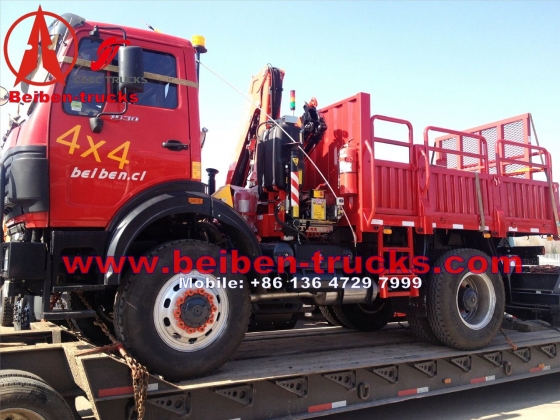 cheap Beiben 4*4 drive cargo truck with crane  price