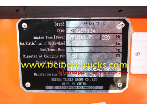 Beiben RHD 2538 tractor truck price