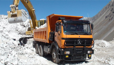 Beiben 6*4 drive 380 Hp engine dumper in kenya customer mine area