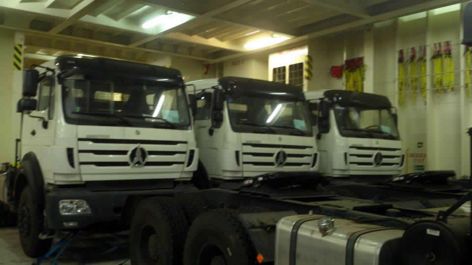 20 units beiben 2642 tractor trucks are shipped to algeria under deck of RORO vessel 